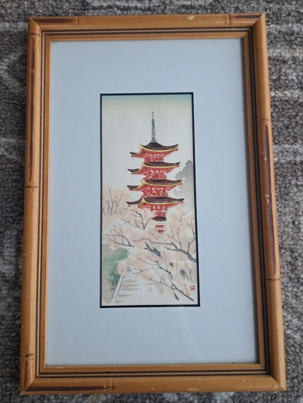 "Pagoda in Kyoto" 1950 Japanese Woodblock Print by Nisaburo Ito